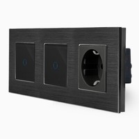 Touch Lichtschalter Led Steckdose Schuko Wandschalter Alurahmen Up LUXUS-TIME