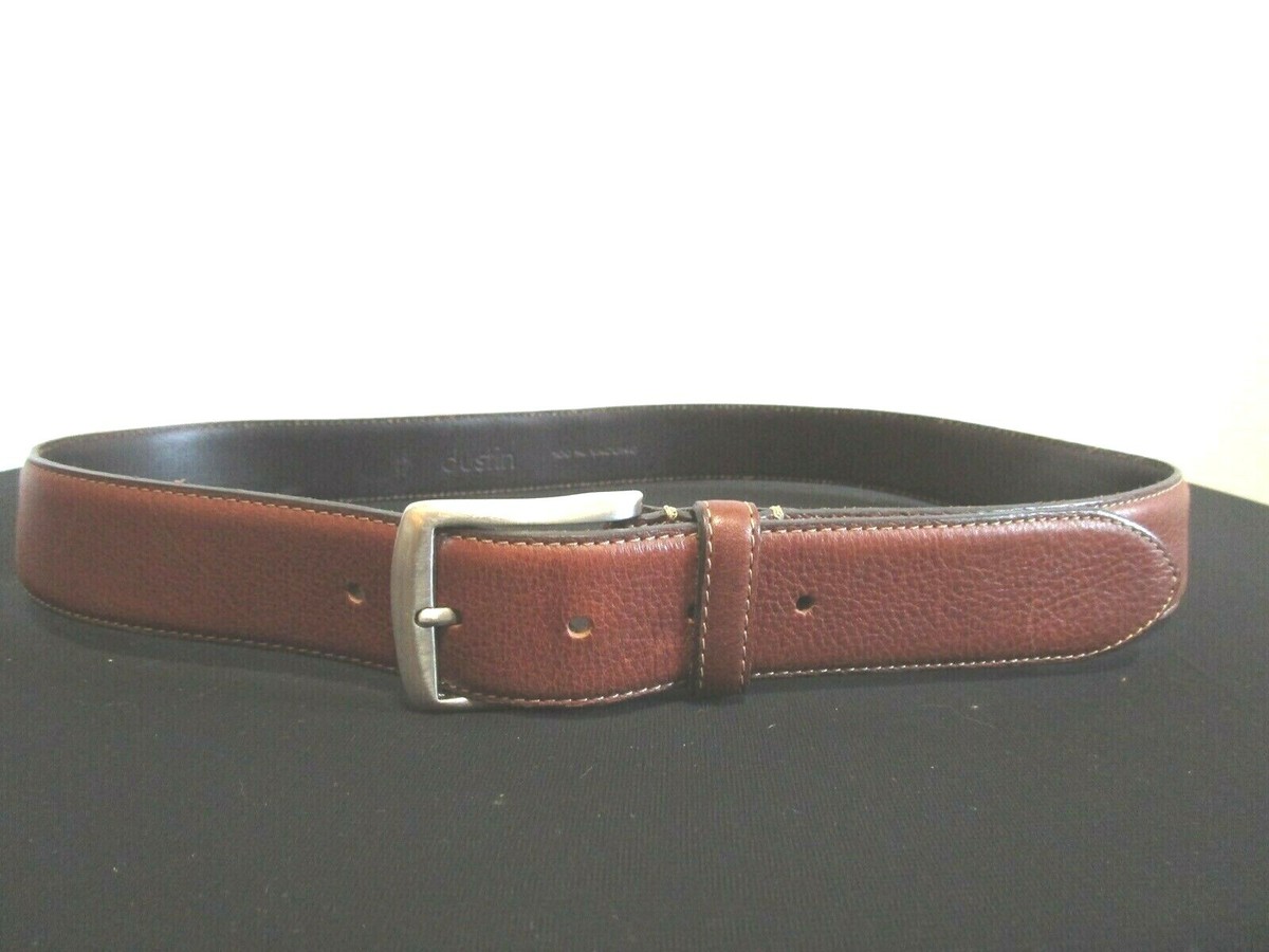 DUSTIN Classic Brown Leather Silver Buckle Men display picture 3