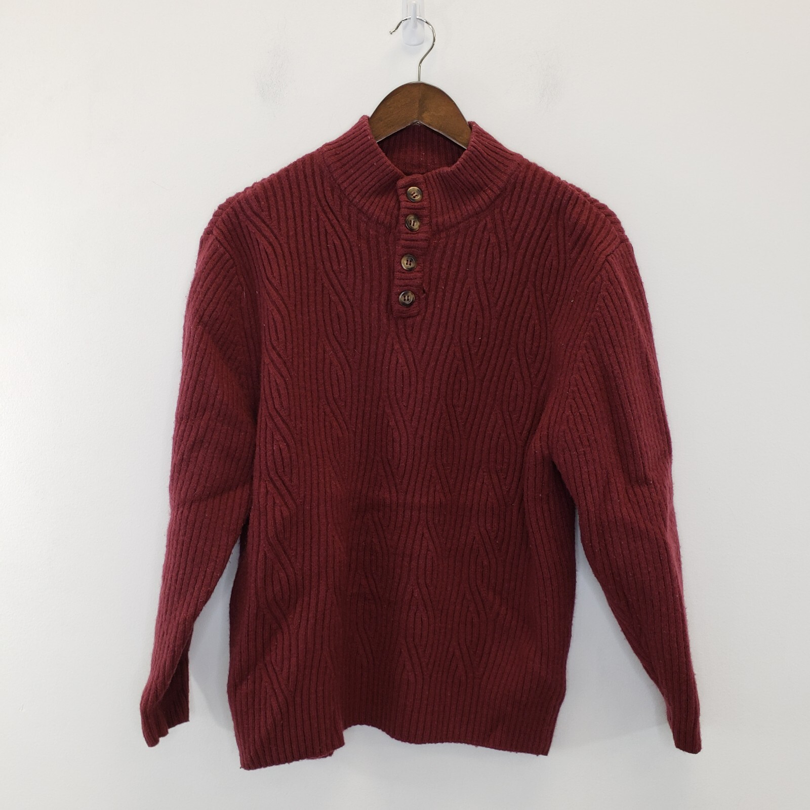 Territory Ahead Mens Wool Henley Sweater Size XL Red … Gem