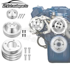 Billet A/C+2V Water Pump V-Belt Pulley Kit For Small Block Ford 351M 400 V8 5.0L