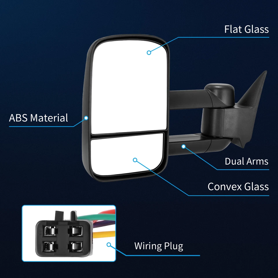 Par de espejos retrovisores de remolque para Chevy GMC C/K 1500 2500 3500 1988-1998 retrovisores ajustados eléctricamente Foto 2 de 4