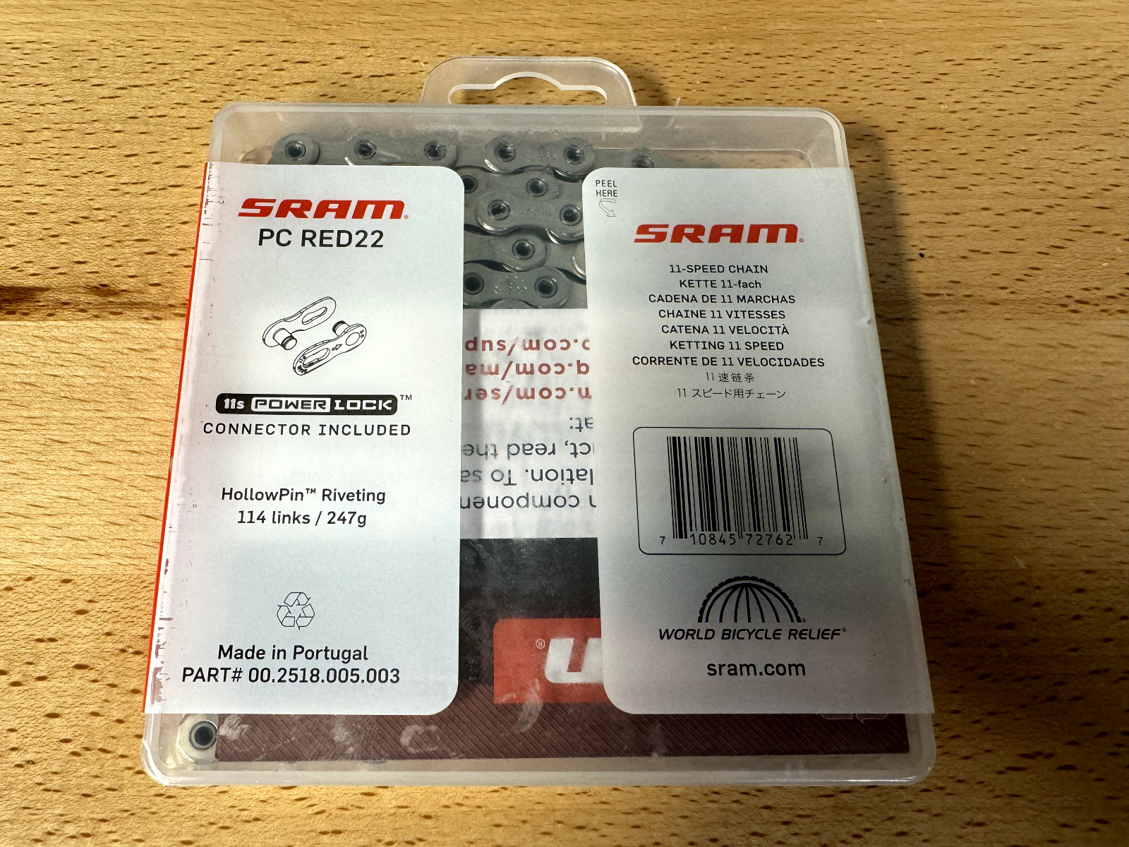NEW SRAM PC RED22 11 Speed Hollow Pin Chain 114L with PowerLock Connector