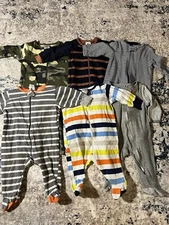 Mixed Brands Size 3 Month bodysuits  Lot Of 6 Bodysuit Stripes Boys Camo Footies