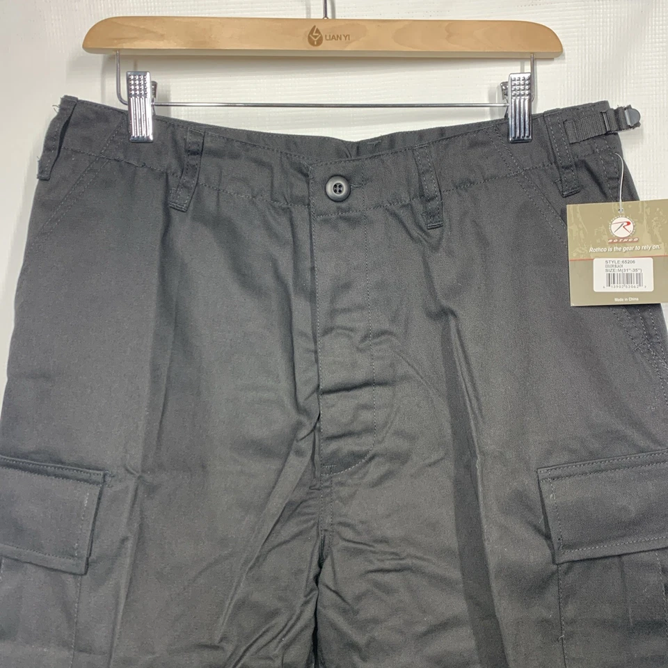 Rothco 65206 Black Military Bdu Shorts  Gargo Army Swat M (31”-35”) with Pocket - Image 4 of 4