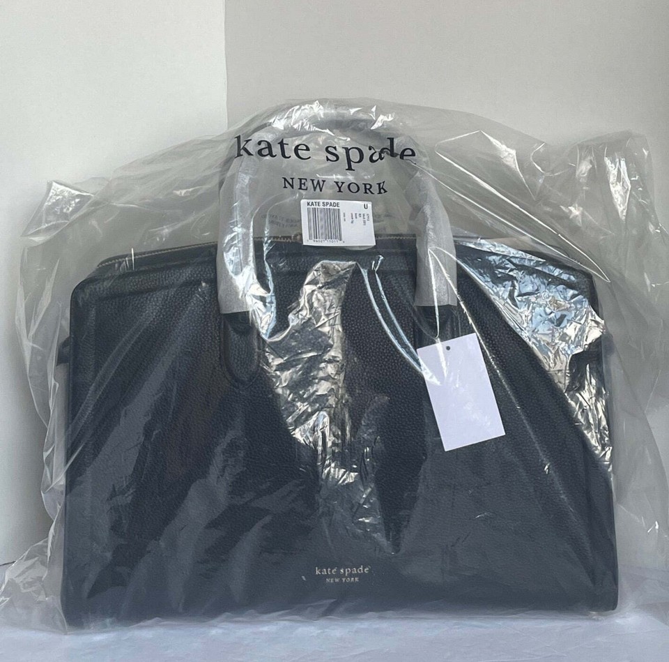 Kate Spade Knott Commuter Bag Laptop Tote Womens Black Large Leather
