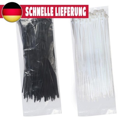 Black White 100pcs Nylon Cable Ties 3 Sizes Wire Organizer Fasten Ring Zip Ties