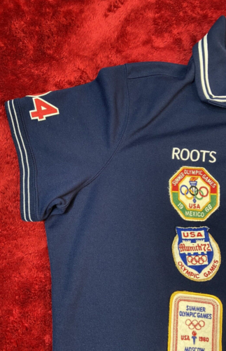 Vintage Roots Polo Shirt XXL USA Olympic Snap Short Sleeve Warm Up Navy Shacket - Picture 6 of 16