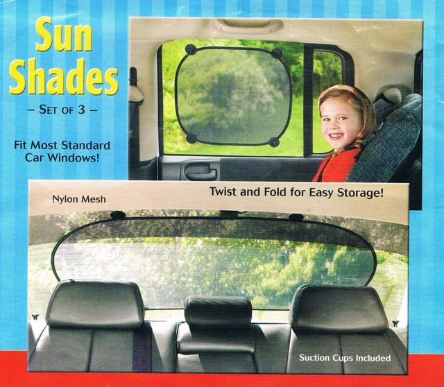 Baby Car Windows Sun Shade 3 Pc Set Nylon Mesh Sun Shade Side & Rear