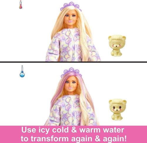 Barbie Cutie Reveal Bambola con Capelli Biondi e Leone Peluche Costume, 10 Sorprese - Foto 4 di 6