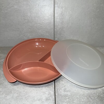 Tupperware 2604 Divided Dish Rose/Pink/Mauve Snack/Lunch Plate. Excellent  