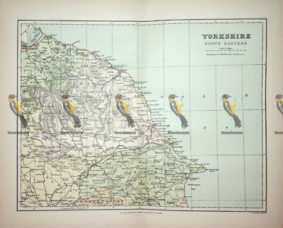 Yorkshire (Nordosten), England, Karte, Buchillustration (Druck), 1895