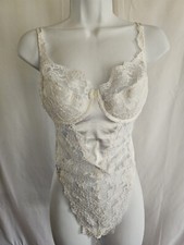 Victoria's Secret Teddy Womens White Lace Satin Size 34D