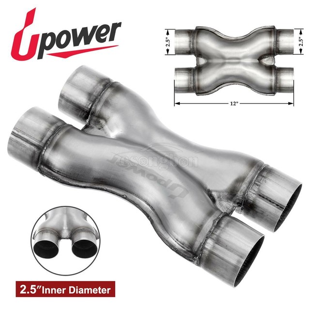 Dual 2.5" X Pipe Universal Stainless Steel Stamped Exhaust Pipe Reduce