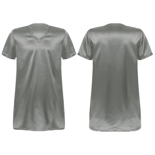 Herren Satin Kimono Bademantel Nachthemd Kurzarm Lose Hemden Tops Nachtwäsche - Bild 70 von 97