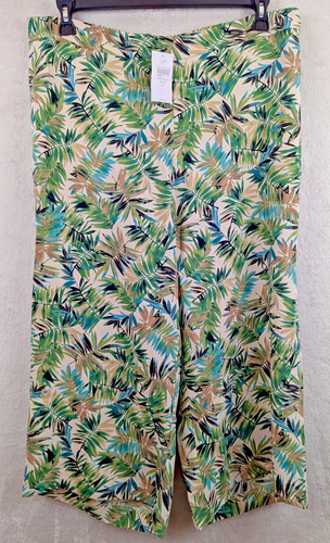 J.Jill sz XLP Pants wide leg cropped or capri colorful leaf print 1643 - 第 1/6 張圖片