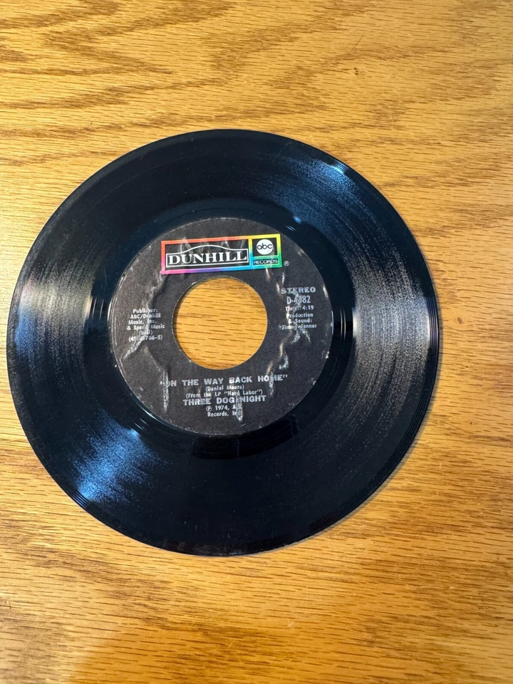 THREE DOG NIGHT Show Must Go On / On The Way Back Home 45 RPM - 1974 wrinkle lab - Image 2 of 2