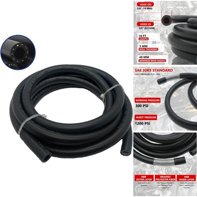 #ad 3 8 Fuel Line Hose 10FT High Pressure 300PSI NBR Rubber Gas Diesel Hydraulic $23.95