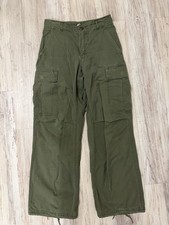 Vintage 60s 70s Military Poplin Jungle Combat Cargo Pants OG-107 Size X-Small