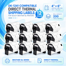 12Roll DK-1241 Thermal Shipping Labels 4x6 200 Labels/Roll for QL-1100 QL-1050N