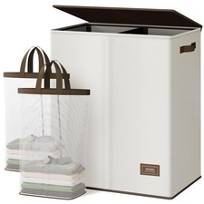 Luxury Double Laundry Hamper with Lid and Removable Bags, Large Hamper for La...