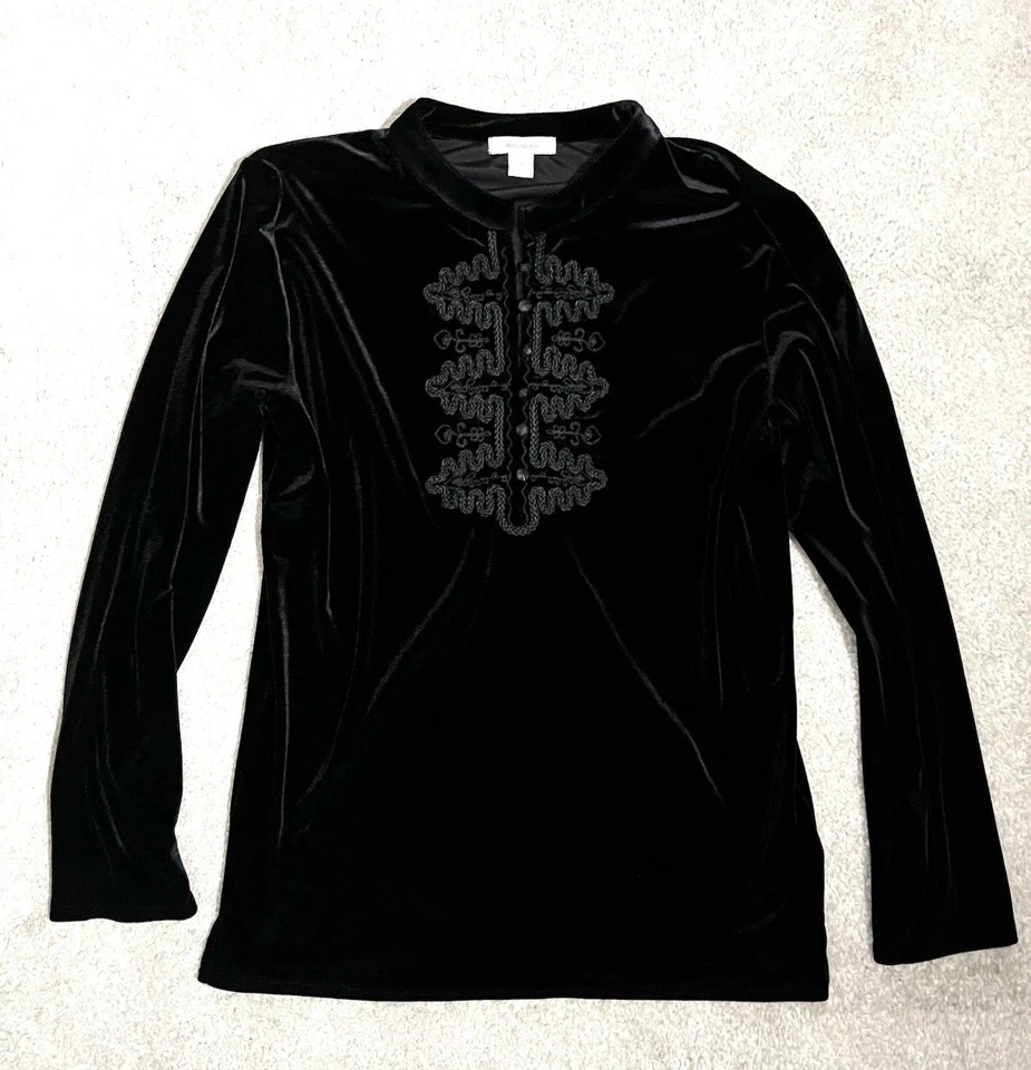 Dressbarn женщин бархата вышитый длинным рукавом Топ вечер ведьмы готический - Изображение 2 из 4