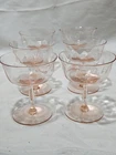 Set of 6 Heisy Yeoman  Pink Optic Depression Elegant Stemmed Sherbet Glasses