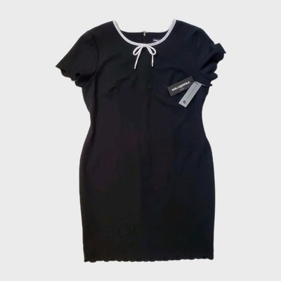 Karl Lagerfeld Paris Sheath Dress Roundneck with a bow tie detail, Size 16 Black