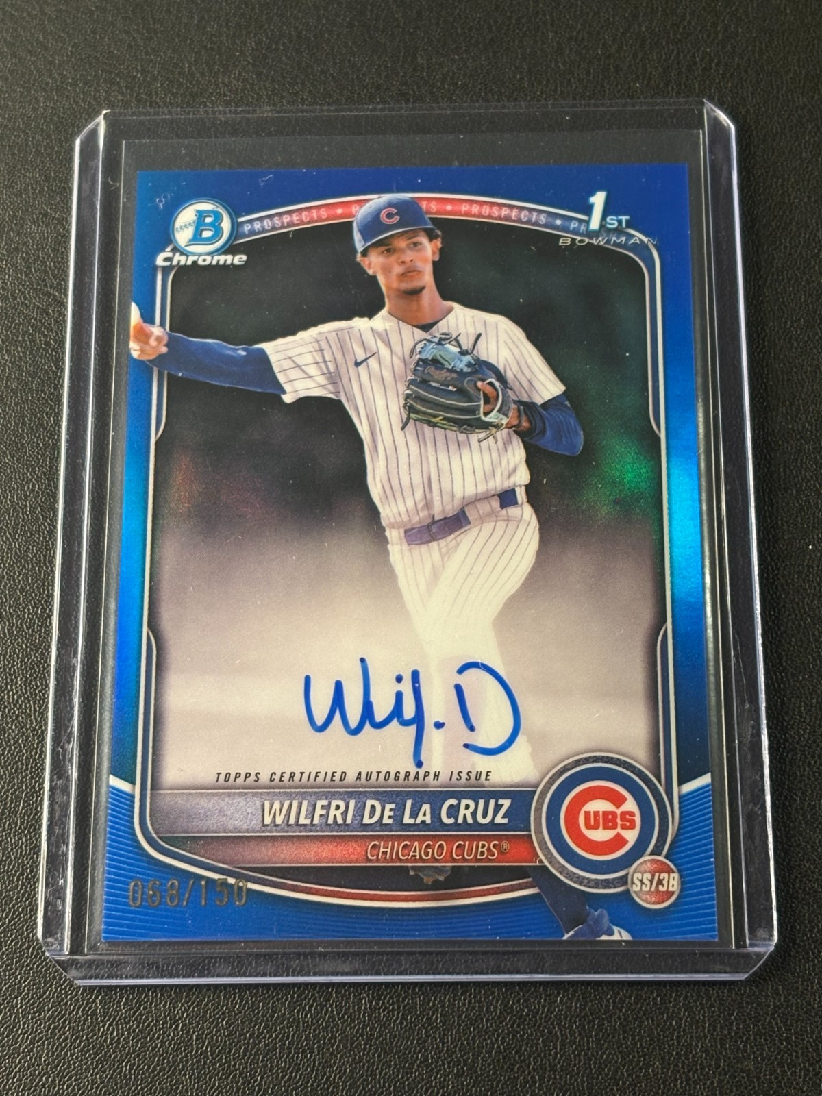 2025 Bowman Chrome Wilfri De La Cruz Blue Refractor Auto /150 Cubs CPA-WD