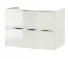 New IKEA GODMORGON Bathroom vanity with 2 drawers, High gloss White 301.809.95
