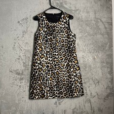 J. Crew A-Line Leopard Print Shift Mini Dress Size 6 Black Brown Sleeveless New