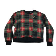 Jordan Flight Plaid Fleece Crewneck Sweatshirt Red Green DV1996-010 Womens XS