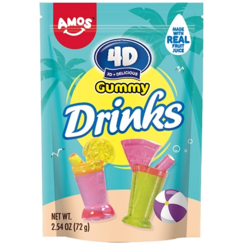 3x Amos 4D Gummy Drinks Candy Bulk Snack Treats New Sealed Fresh 3oz 3890₽