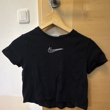 Nike Damen Crop T-Shirt Schwarz Kurzarm Rundh...