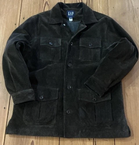Vtg 90s/Y2K Gap “Blue Label Era” Split-Suede Relaxed-Fit Leather Jacket Mens L image 3