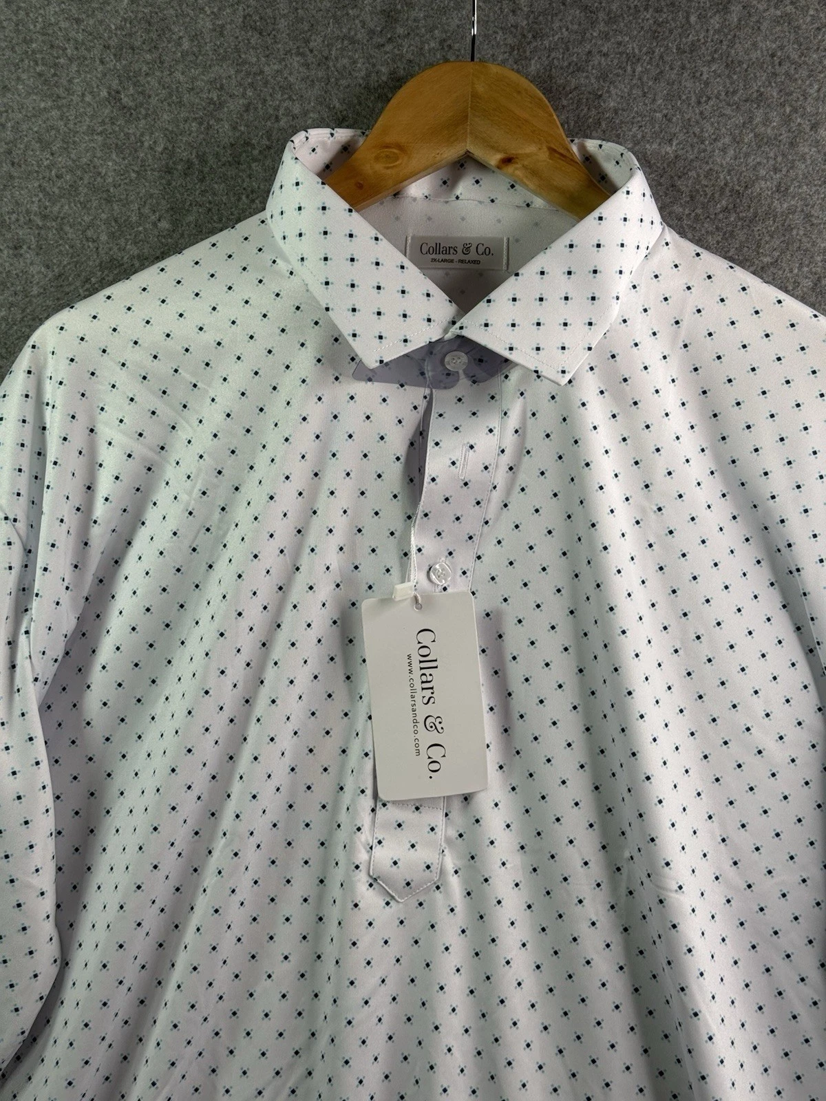 Collars & Co White Pebble Beach 5 Diamond Dress Collar Polo 2XL Relaxed NEW
