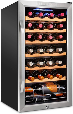 28 Bottle Compressor Wine Cooler Refrigerator W/Lock | Large Freestanding Wine C