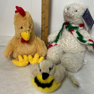 Papel Wild Republic Plush Lot 3 Bear Bird Chicken Multicolor Excellent NWT/Vtg