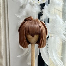 1/6 1/4 1/3 Uncle BJD Anime Wig Blunt Short Bob with Mini Half Top Knot Brown