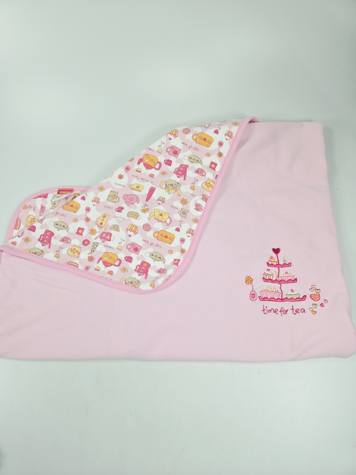 Gymboree Vintage Time For Tea Cup Of Love Pink Blanket Reversible Cupcake Flower
