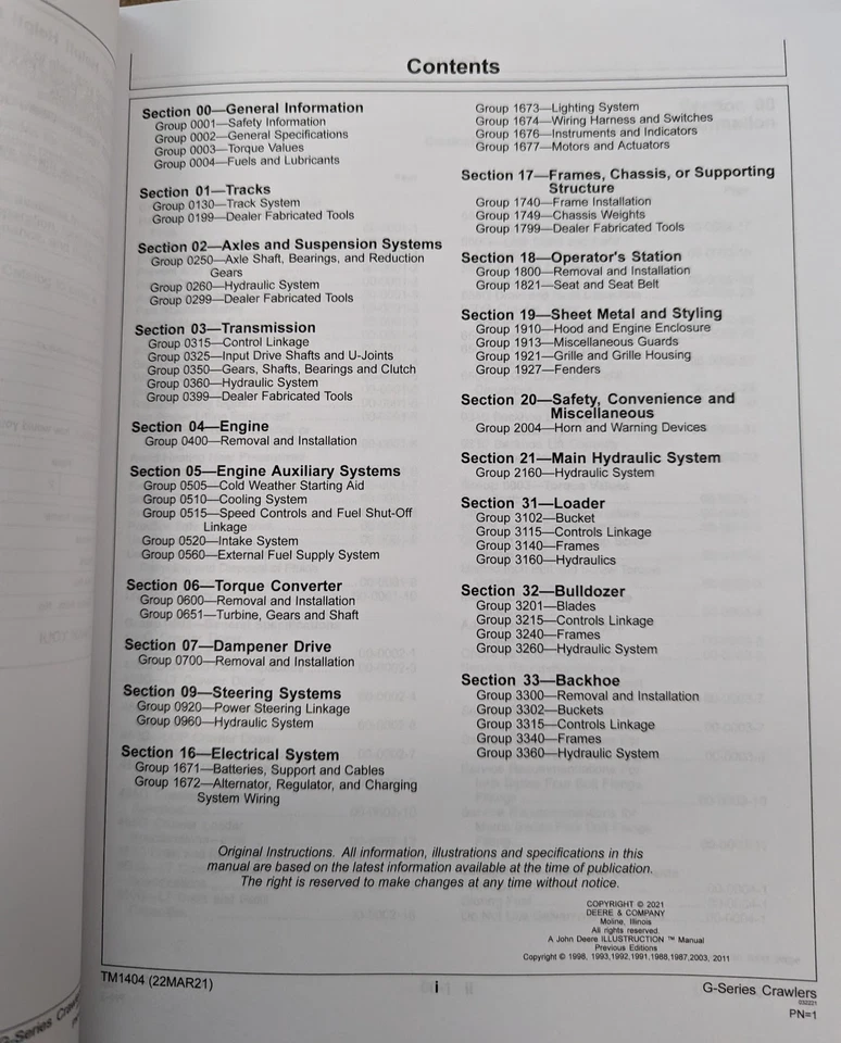 John Deere 450G 455G 550G 555G 650G Crawler Dozer manual de serviço de reparo - TM1404 - Imagem 4 de 4