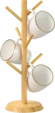 Coffee Cups Mug Tree Hanging Stand with 6 Hooks for Large Mugs Countertop Decor