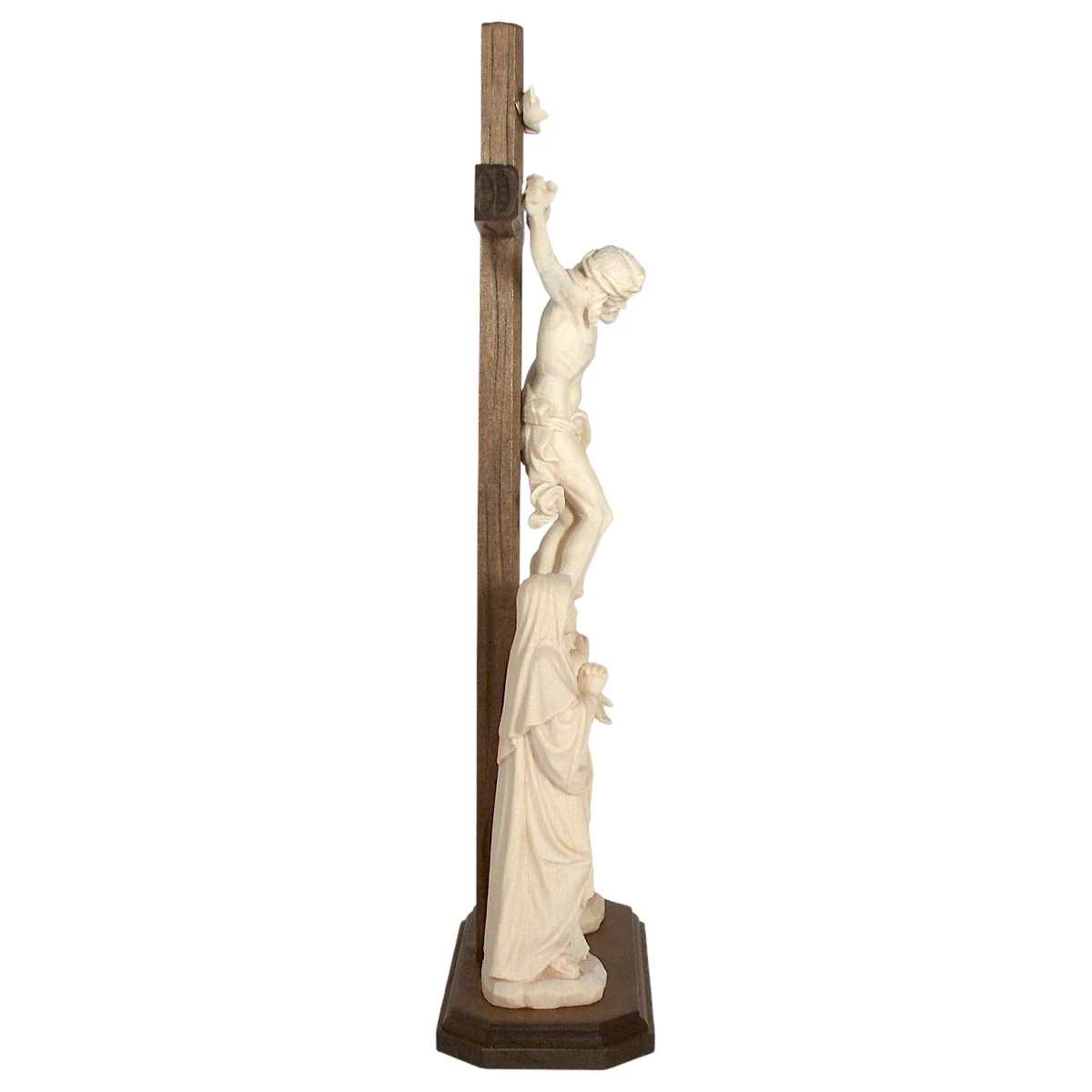HOLZ KREUZIGUNGSGRUPPE – Stehbalken 24 cm – Maria & Johannes fix – naturbelassen