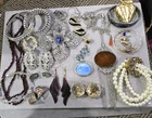 Vintage to Now Estate Jewelry Lot Rhinestone Intaglio Gold Filled 925 Glass +