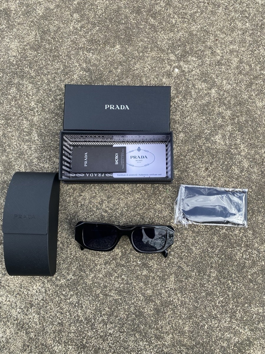 PRADA MILANO Men's Rectangle Sunglasses Black Plastic Frame Tinted