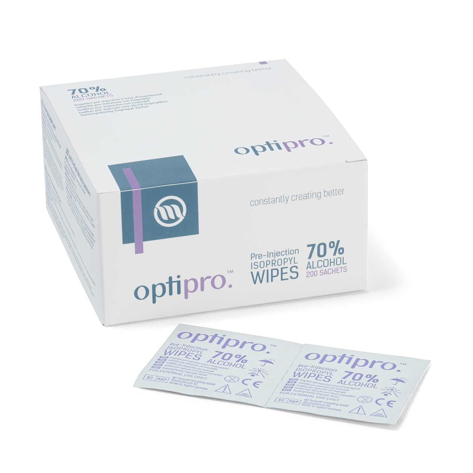 OptiPro Pre-Injection Wipes (x200) - 1 count (Pack of 200), White