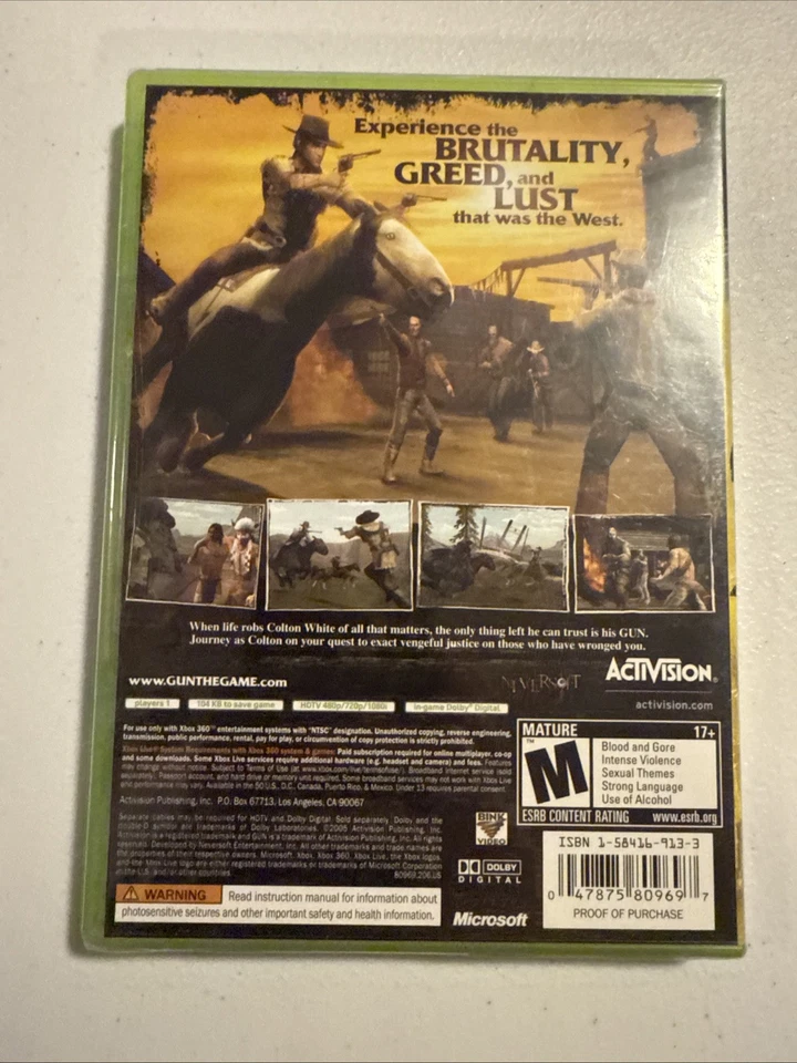 Gun XBOX 360 Game Brand New Factory Video Game Sealed Activision - Image 4 of 4