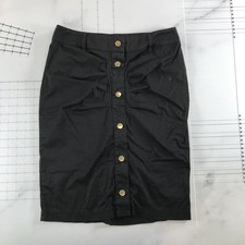 R.E.D. Valentino Skirt Womens 46 Black Button Front Pencil Stretch Twill