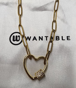 Authentic Wantable 18K Gold Plated Heart Chain Necklace 18"+2"
