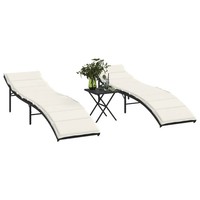 Sonnenliegen 2Er Set Mit Beistelltisch Aus Polyrattan Schwarz