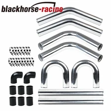 2.5 Inch 63mm Aluminum Universal Intercooler Turbo Piping Pipe Kit+Black Hose